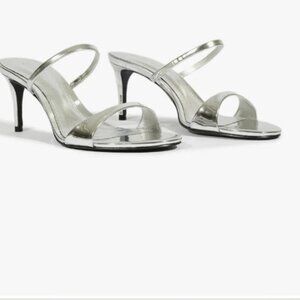 Schutz Jessica Mid Mule Heels | Metallic Silver | Size 7.5B | MSRP $118